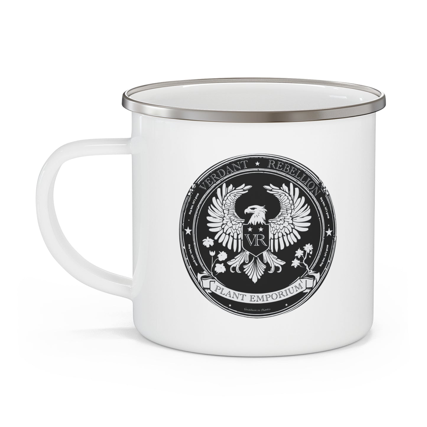 Verdant Rebellion Enamel Camping Mug B&W